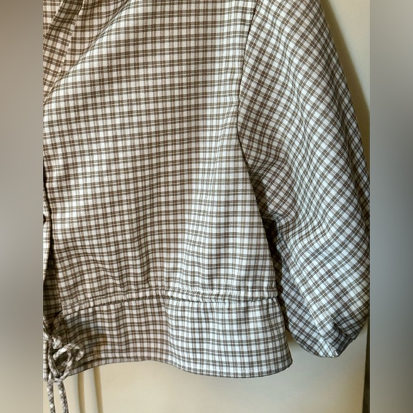 Kirious Los Angeles Womens Tan Plaid Crop Top Cinched Waist Size Large - Picture 3 of 8